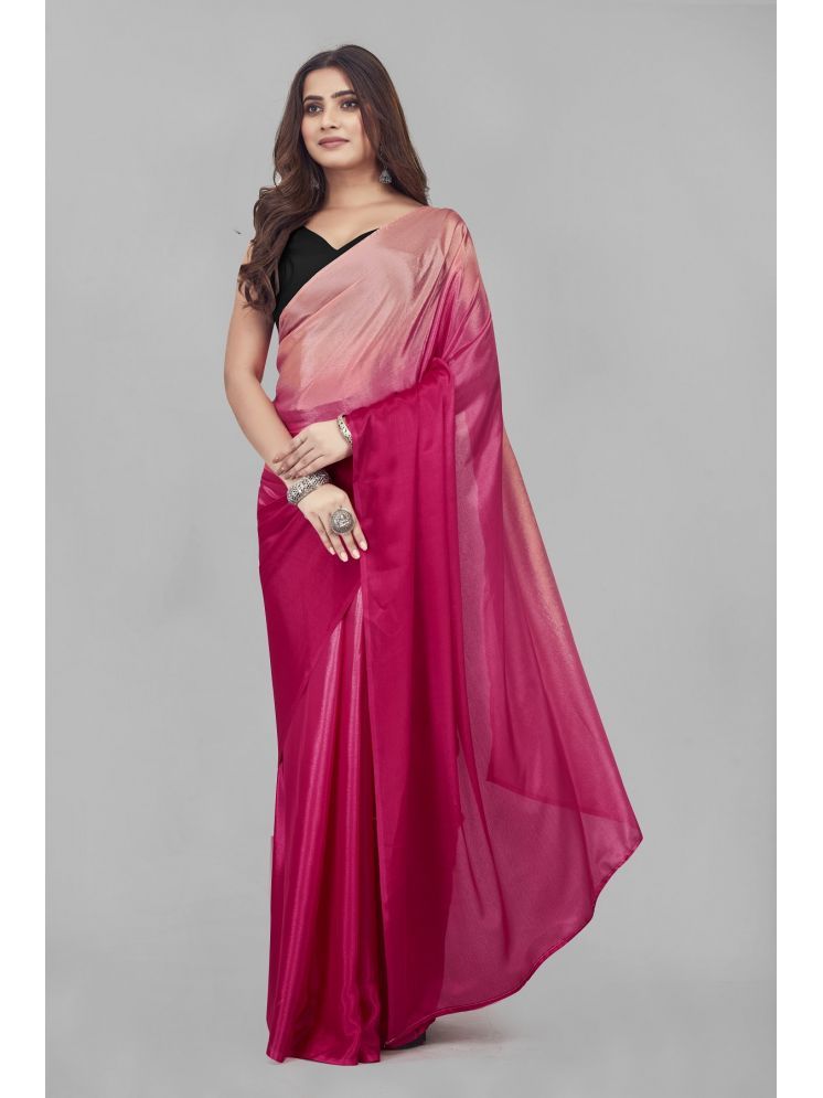     			Apnisha Chiffon Dyed Saree With Blouse Piece - Rani ( Pack of 1 )