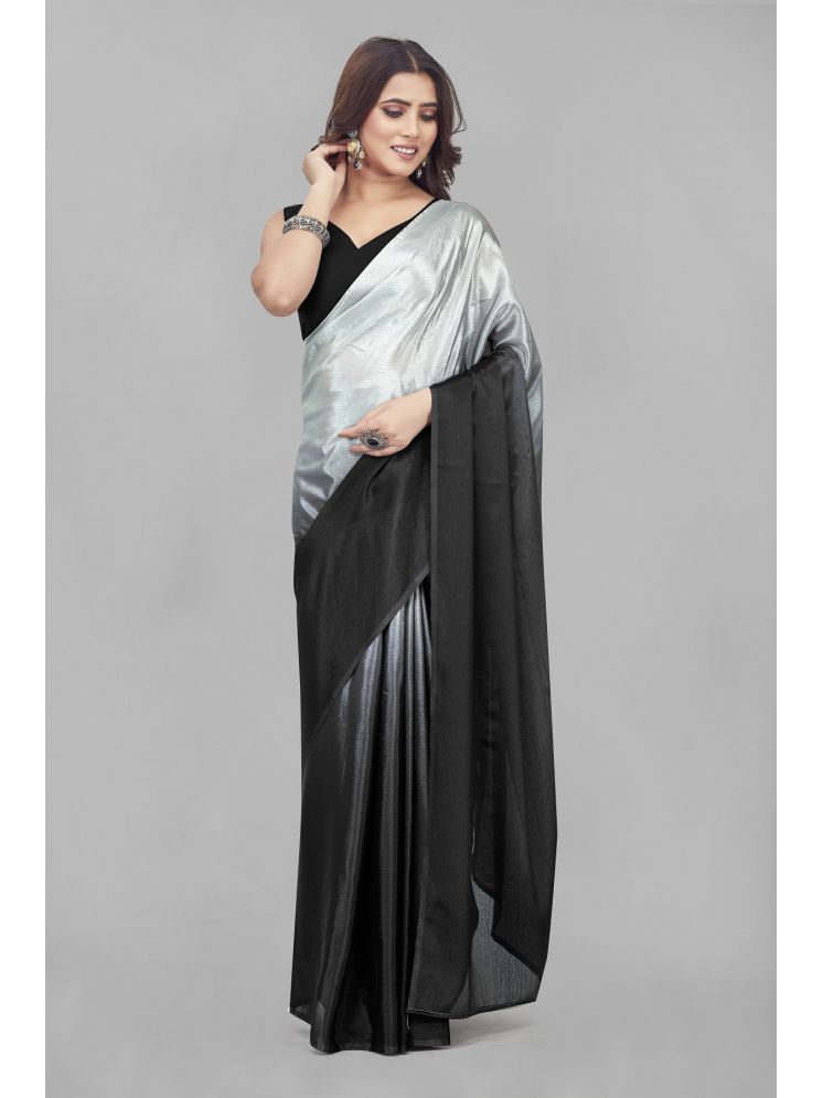     			Apnisha Chiffon Dyed Saree With Blouse Piece - Black ( Pack of 1 )