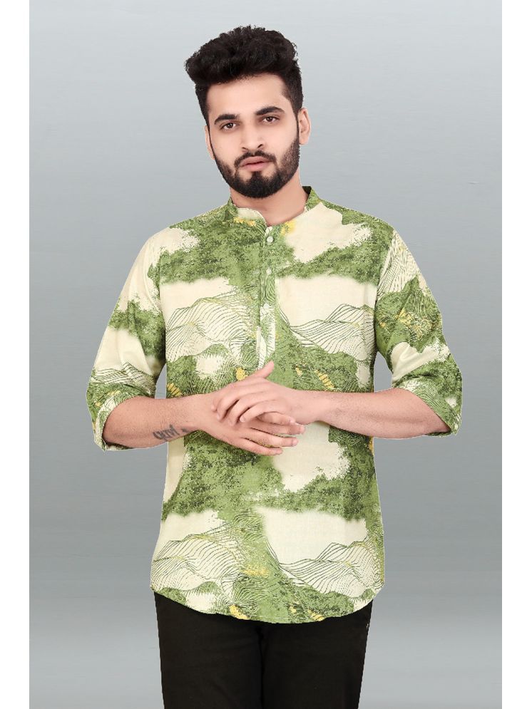     			BOUGHT FIRST Green Cotton Blend Men's Shirt Style Kurta ( Pack of 1 )