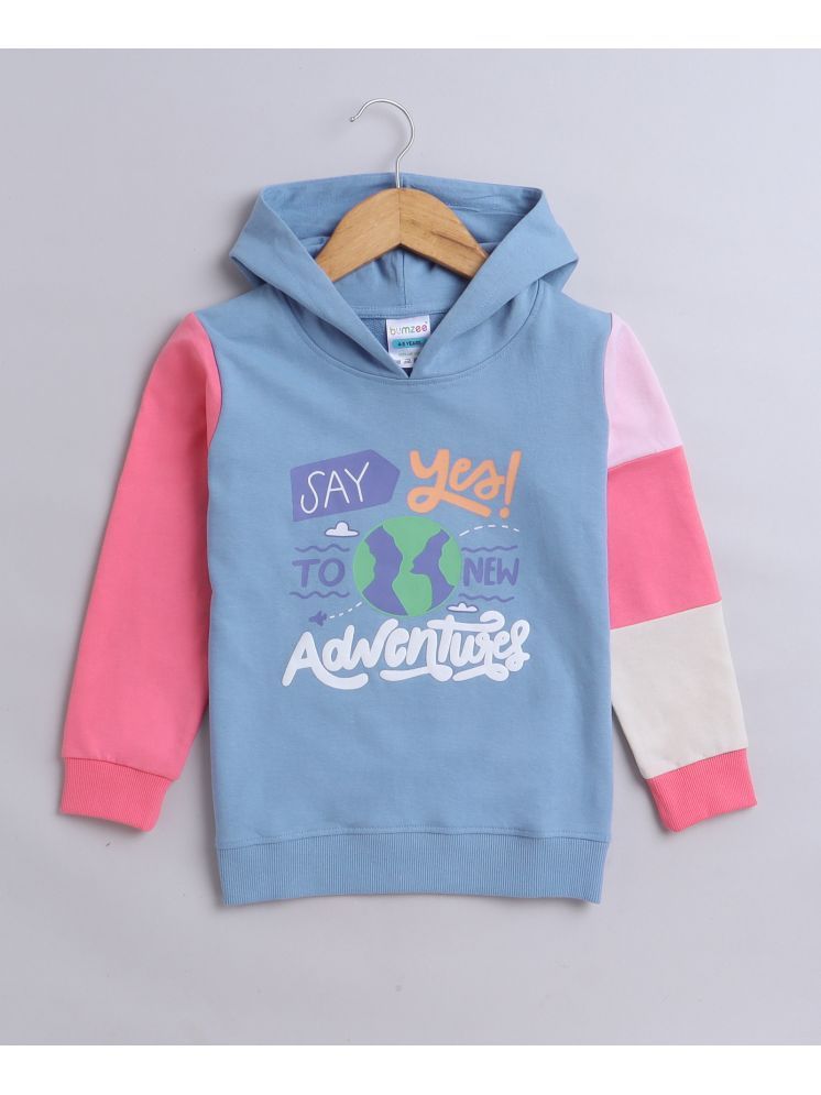     			BUMZEE Blue Girls  Full Sleeves Cotton Hooded Sweatshirt Age - 3-4 Years