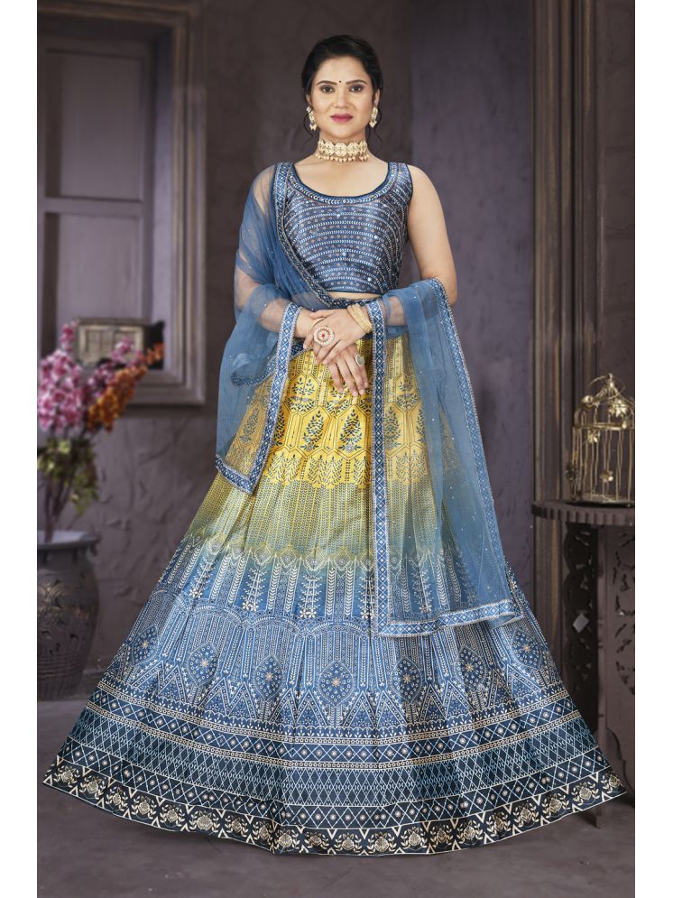     			ETHNIC TREE Grey Silk A-line Stitched Lehenga Single