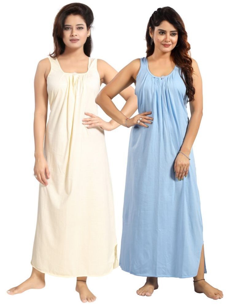     			INNER BEATS Multicolor Cotton Blend Women's Nightwear Nighty & Night Gowns ( Pack of 2 )