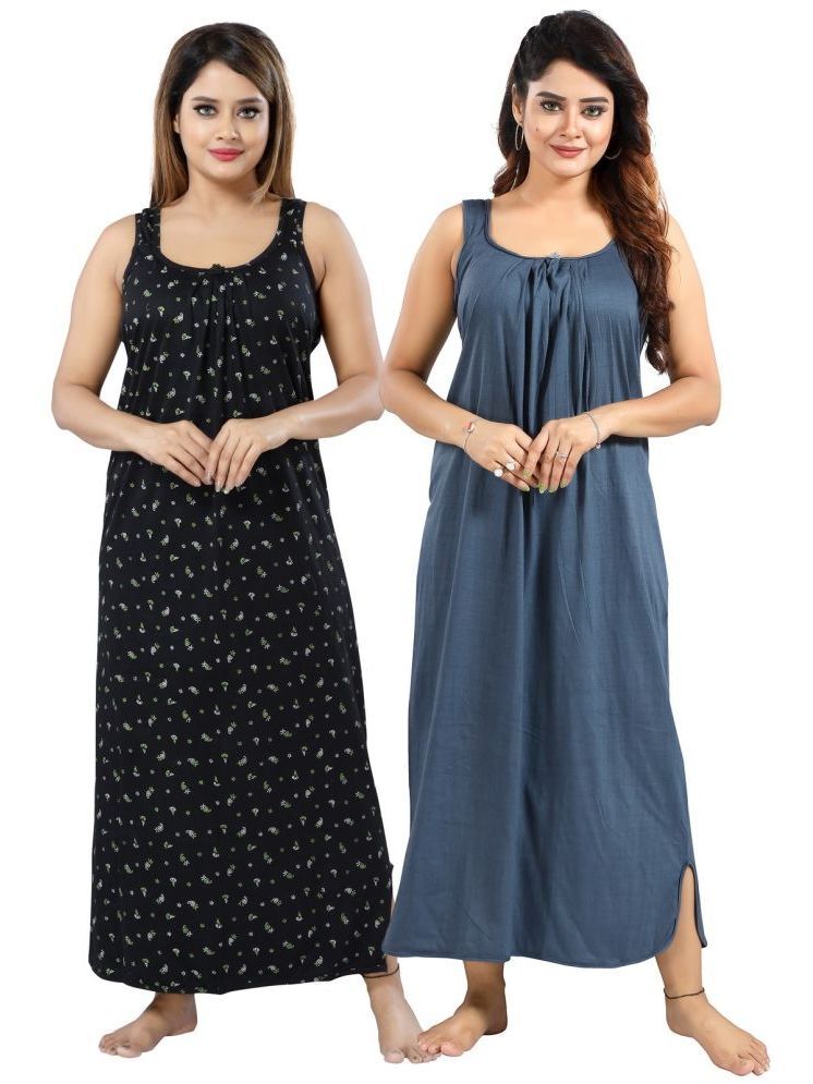     			INNER BEATS Multicolor Cotton Blend Women's Nightwear Nighty & Night Gowns ( Pack of 2 )