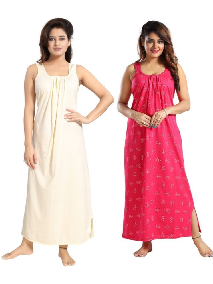     			INNER BEATS Multicolor Cotton Blend Women's Nightwear Nighty & Night Gowns ( Pack of 2 )