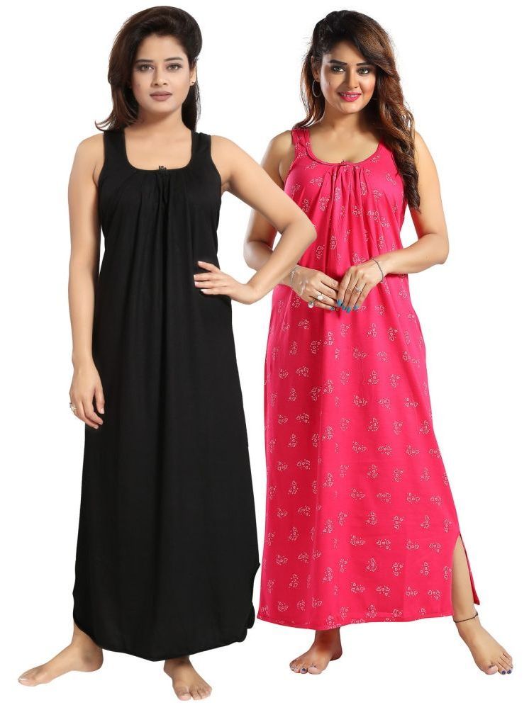     			INNER BEATS Multicolor Cotton Blend Women's Nightwear Nighty & Night Gowns ( Pack of 2 )