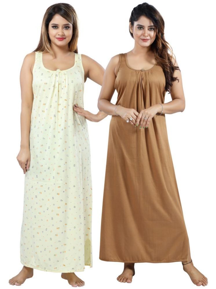     			INNER BEATS Multicolor Cotton Blend Women's Nightwear Nighty & Night Gowns ( Pack of 2 )