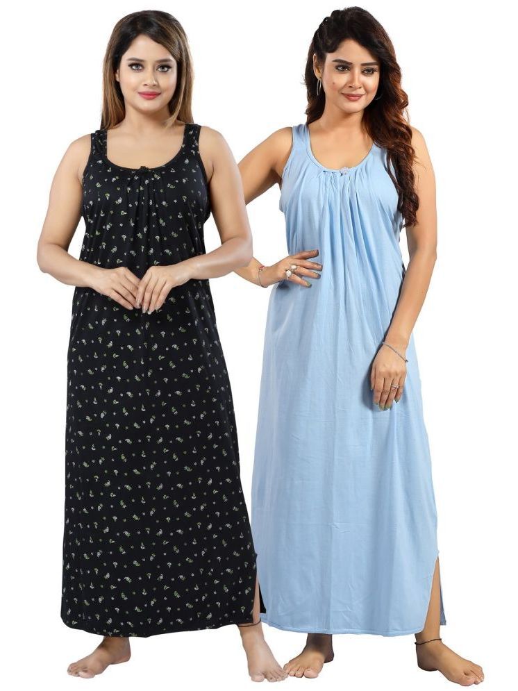     			INNER BEATS Multicolor Cotton Blend Women's Nightwear Nighty & Night Gowns ( Pack of 2 )