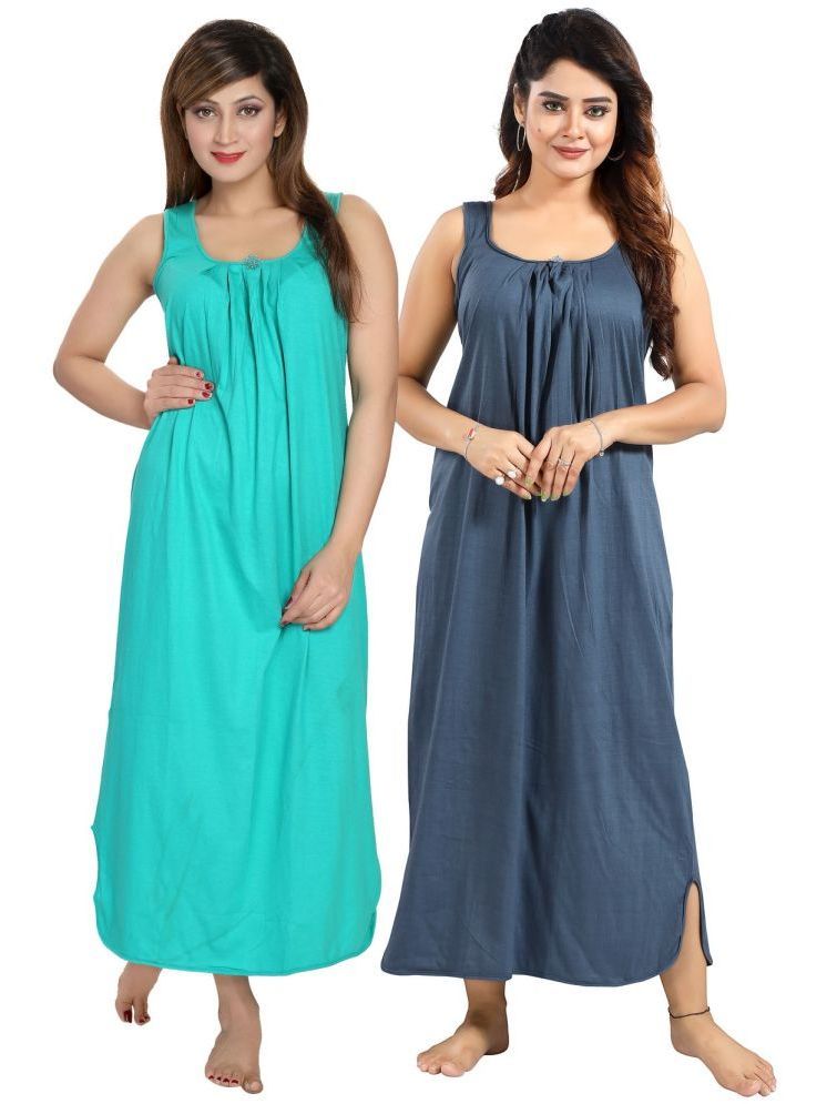     			INNER BEATS Multicolor Cotton Blend Women's Nightwear Nighty & Night Gowns ( Pack of 2 )