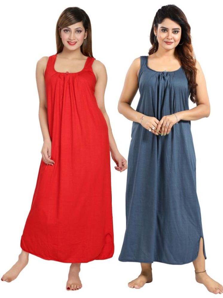     			INNER BEATS Multicolor Cotton Blend Women's Nightwear Nighty & Night Gowns ( Pack of 2 )