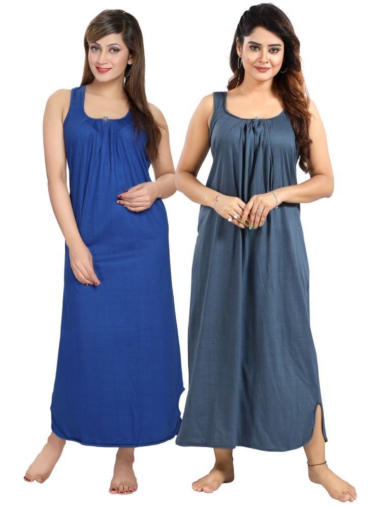     			INNER BEATS Multicolor Cotton Blend Women's Nightwear Nighty & Night Gowns ( Pack of 2 )