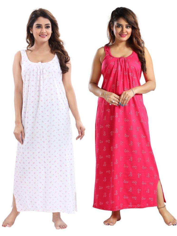     			INNER BEATS Multicolor Cotton Blend Women's Nightwear Nighty & Night Gowns ( Pack of 2 )