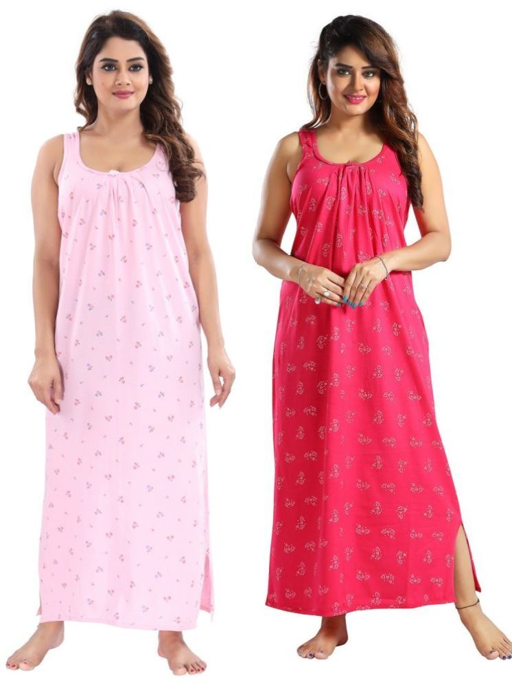     			INNER BEATS Multicolor Cotton Blend Women's Nightwear Nighty & Night Gowns ( Pack of 2 )