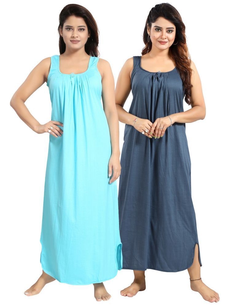     			INNER BEATS Multicolor Cotton Blend Women's Nightwear Nighty & Night Gowns ( Pack of 2 )