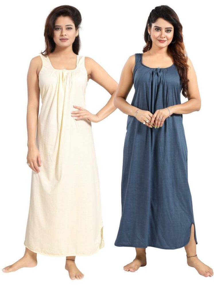     			INNER BEATS Multicolor Cotton Blend Women's Nightwear Nighty & Night Gowns ( Pack of 2 )