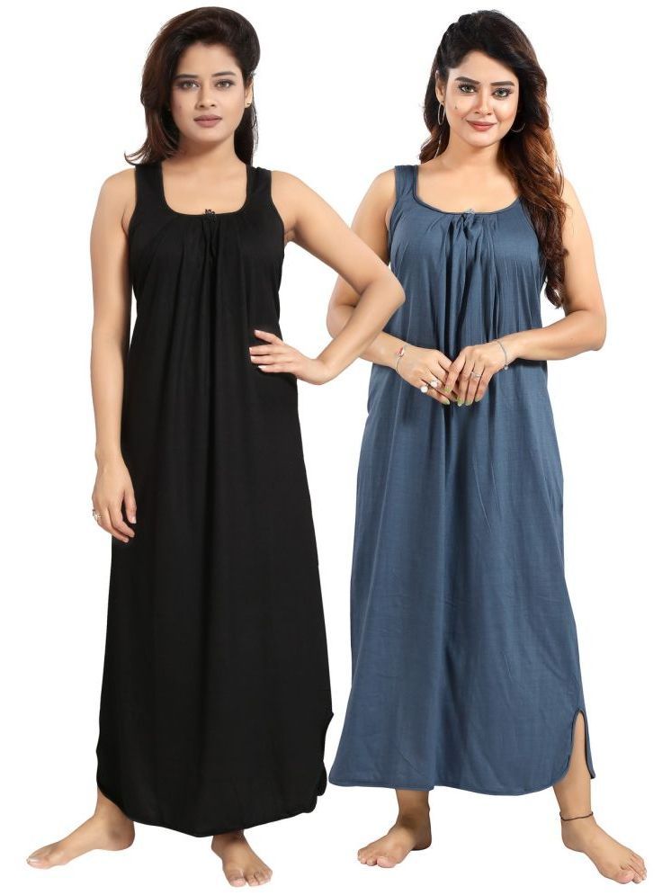     			INNER BEATS Multicolor Cotton Blend Women's Nightwear Nighty & Night Gowns ( Pack of 2 )