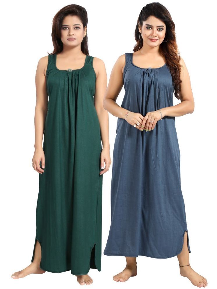     			INNER BEATS Multicolor Cotton Blend Women's Nightwear Nighty & Night Gowns ( Pack of 2 )