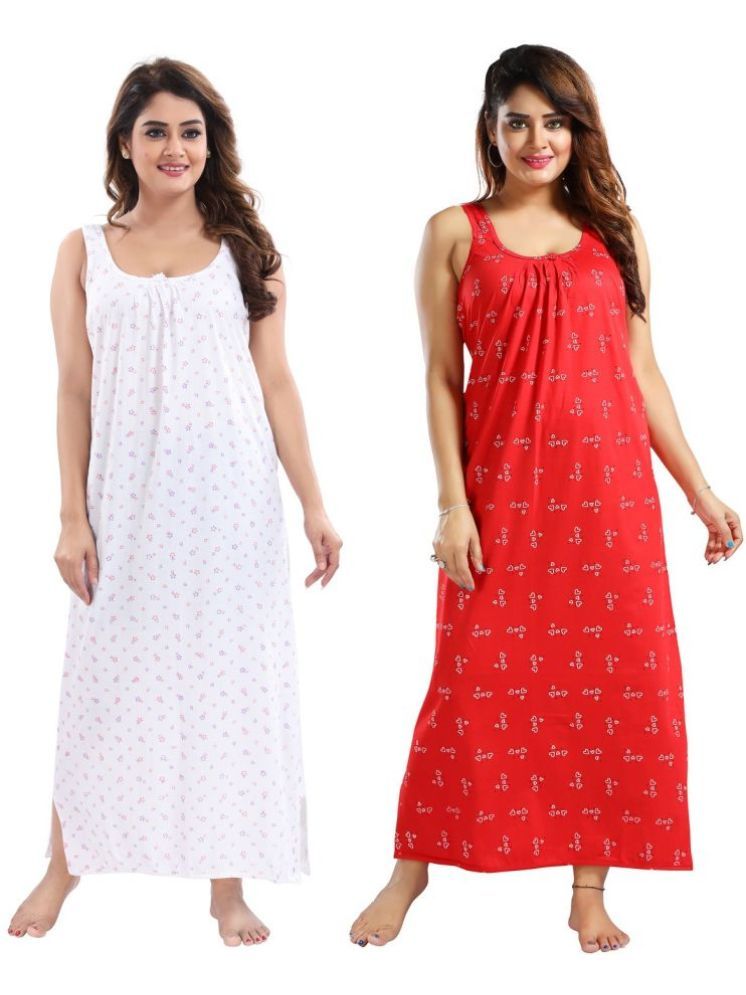     			INNER BEATS Multicolor Cotton Blend Women's Nightwear Nighty & Night Gowns ( Pack of 2 )