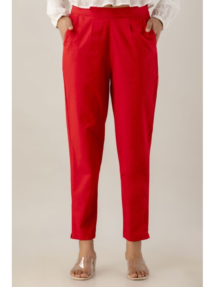     			Kohsh Red Cotton Regular Women's Cigarette Pants ( Pack of 1 )