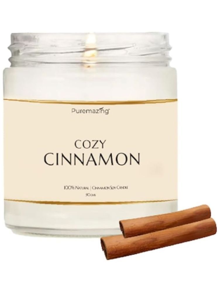     			Puremazing White Cinnamon Jar Candle 7 cm ( Pack of 1 )