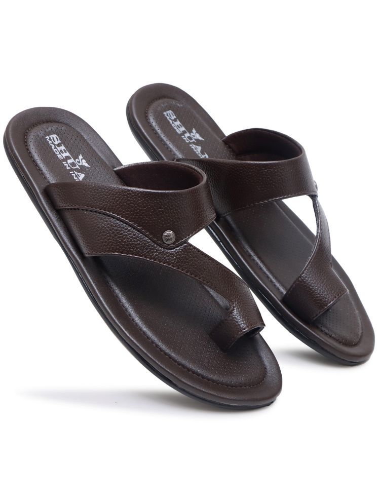     			SHUAN Brown Men's Thong Flip Flop