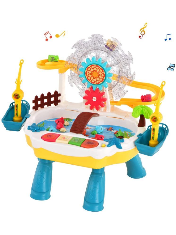     			TOY DEKHO Happy Fishing Multi-Purpose Fishing Toy Set with Rotating Ferris Wheel Animals Slide Digital Fishing Game for Kids 3+ Musical Fishing Toy Parent-Child Game for Boys Girls Multicolour