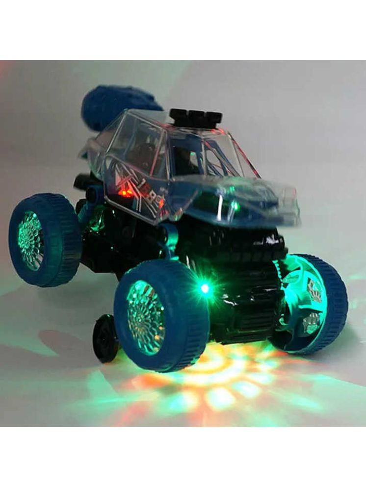     			TOY DEKHO Stunt Car Toy for Kids 3D Flashing Light Sound Battery Operated 360 Degree Friction Power Toy Car for Boys Age 3+ Rock Crawler Plastic Multiple Color Options Available