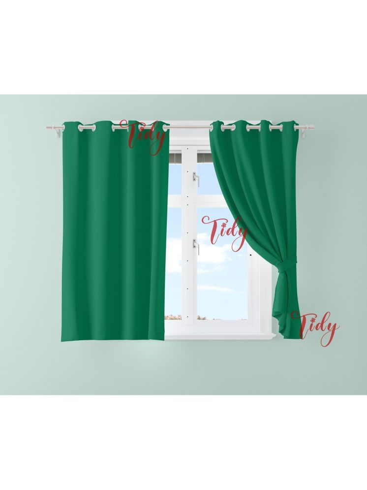     			Tidy Solid Room Darkening Eyelet Curtain 5 ft ( Pack of 2 ) - Green