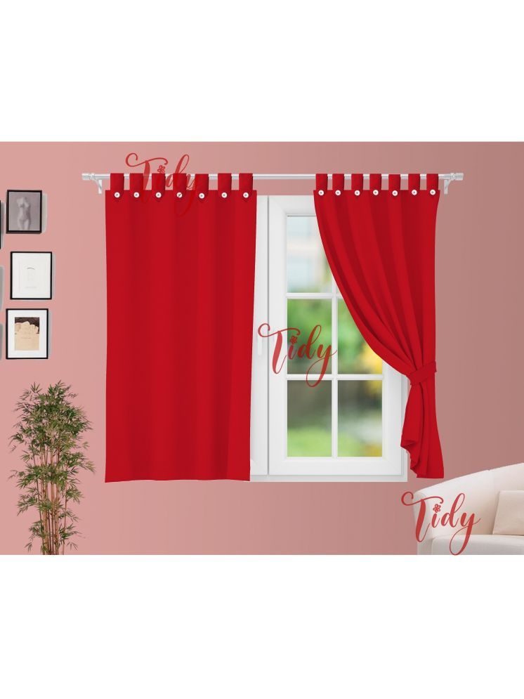     			Tidy Solid Room Darkening Loop Curtain 5 ft ( Pack of 2 ) - Red