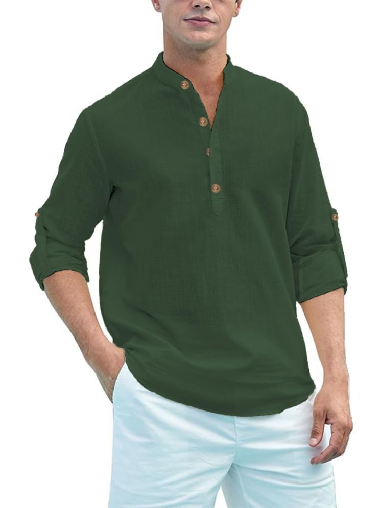     			Vida Loca Dark Green Cotton Blend Men's Shirt Style Kurta ( Pack of 1 )