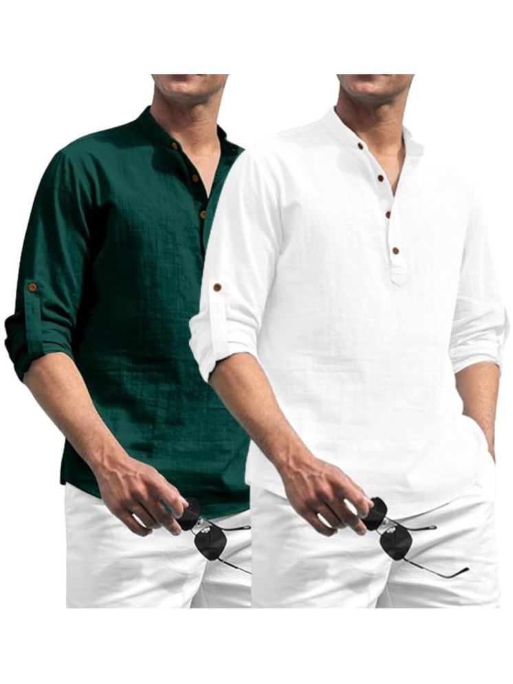     			Vida Loca Green Cotton Blend Men's Shirt Style Kurta ( Pack of 2 )