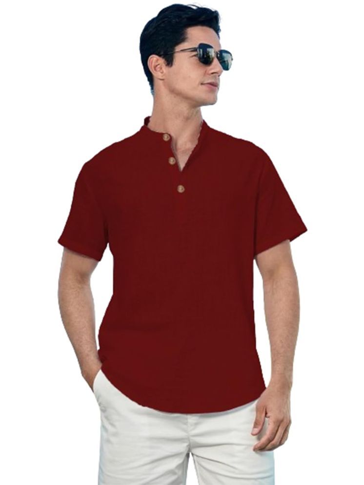     			Vida Loca Maroon Cotton Blend Men's Shirt Style Kurta ( Pack of 1 )