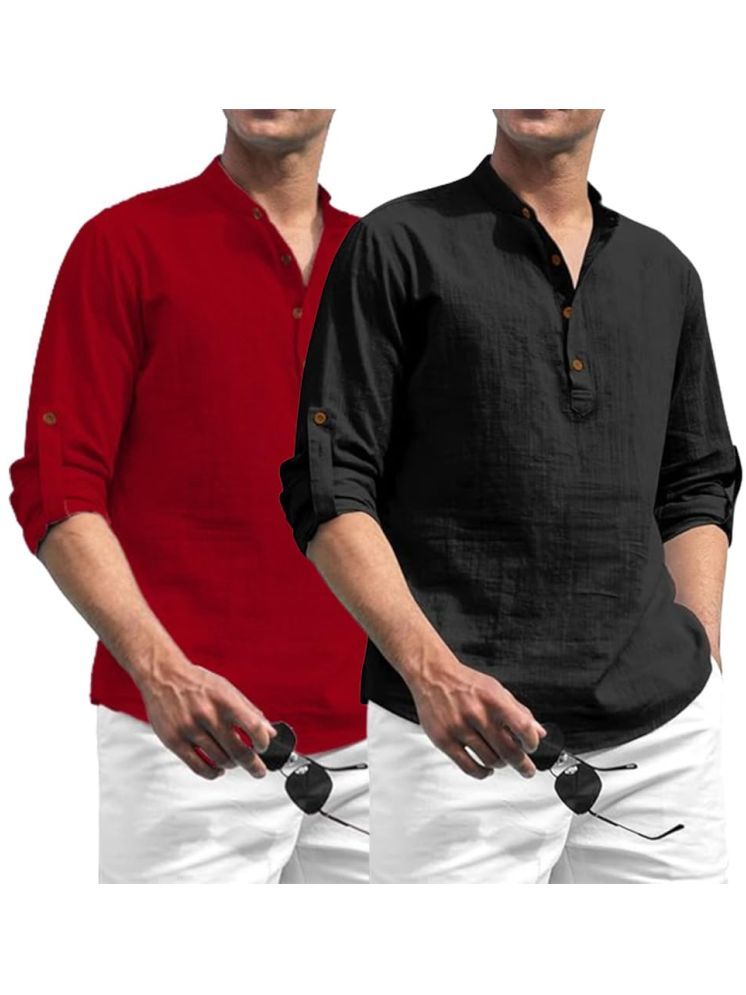     			Vida Loca Maroon Cotton Blend Men's Shirt Style Kurta ( Pack of 2 )