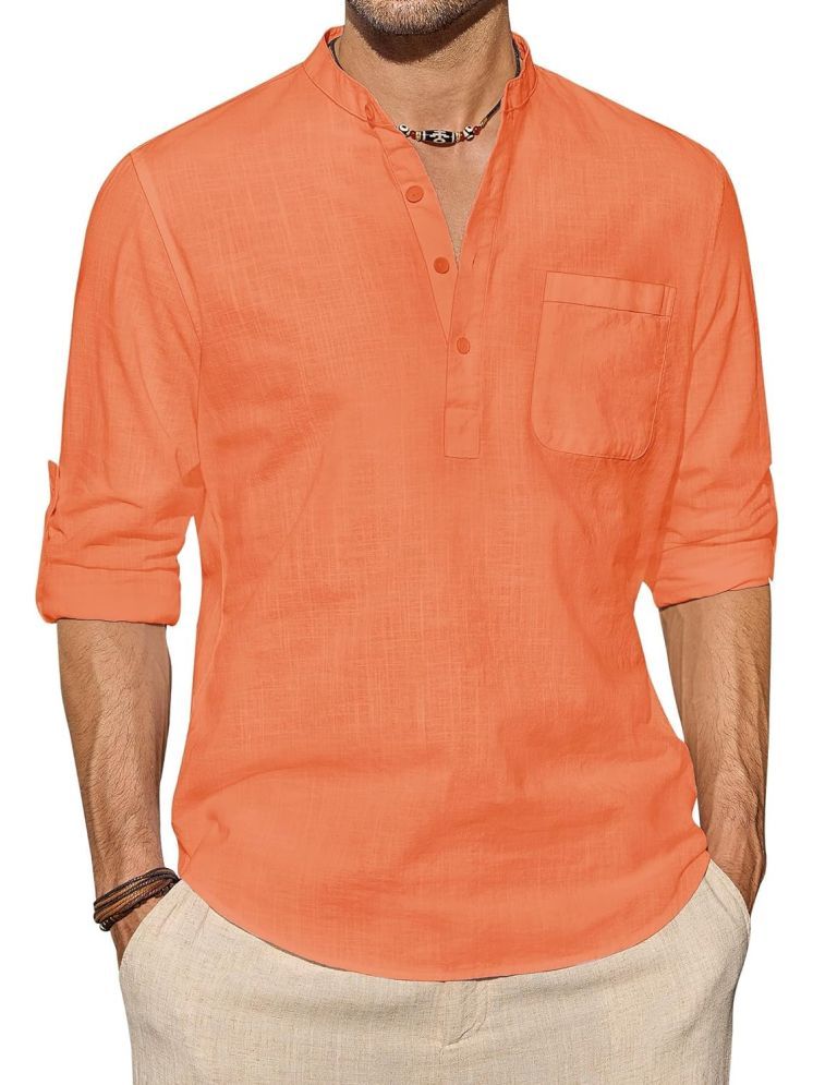     			Vida Loca Orange Cotton Blend Men's Shirt Style Kurta ( Pack of 1 )