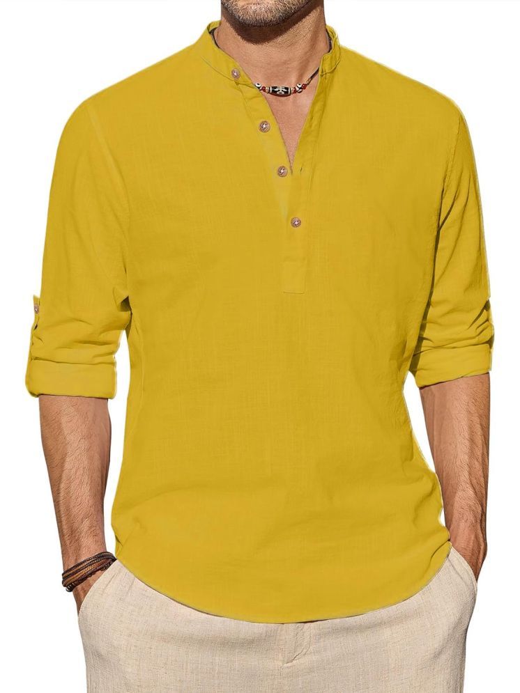     			Vida Loca Yellow Cotton Blend Men's Shirt Style Kurta ( Pack of 1 )