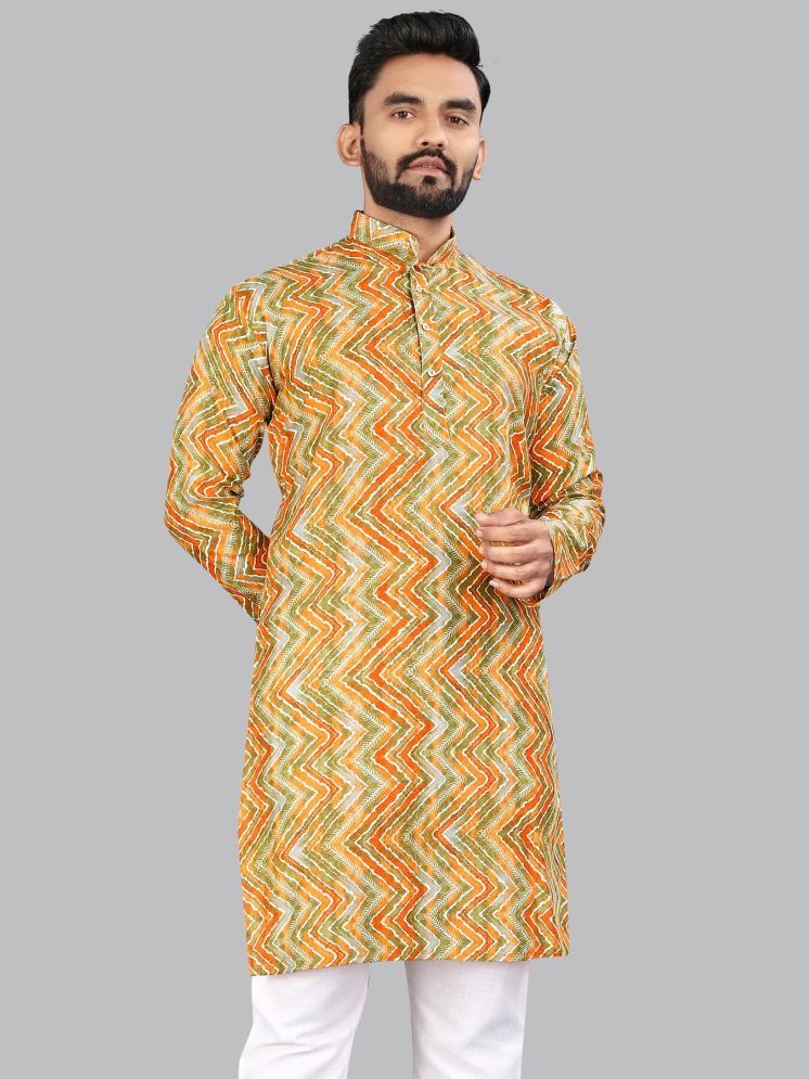     			allan peter Orange Cotton Men's Regular Kurta ( Pack of 1 )