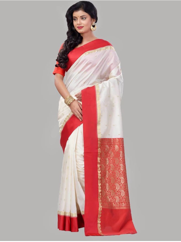     			shopeezy tex fab Art Silk Woven Saree With Blouse Piece - Off White ( Pack of 1 )