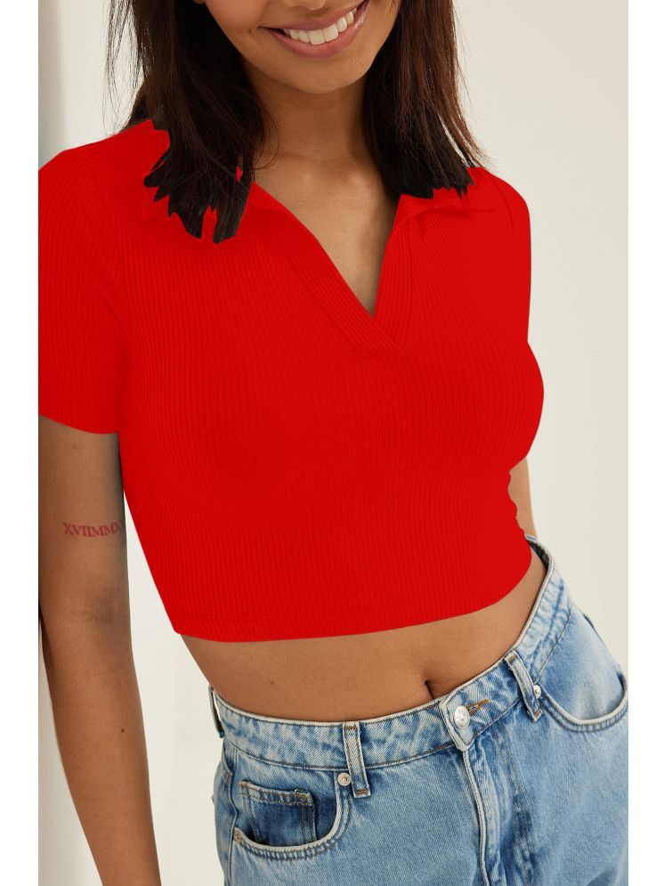     			Aahwan Red Cotton Women's Crop Top ( Pack of 1 )