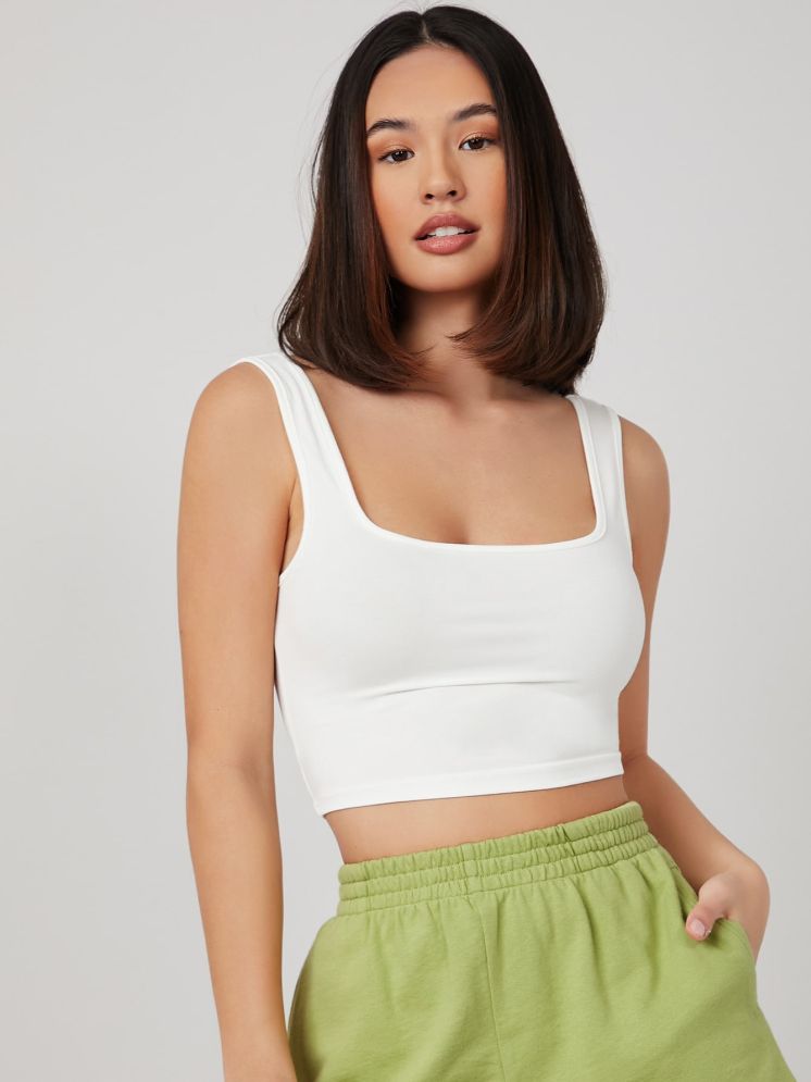     			Aahwan White Cotton Women's Crop Top ( Pack of 1 )