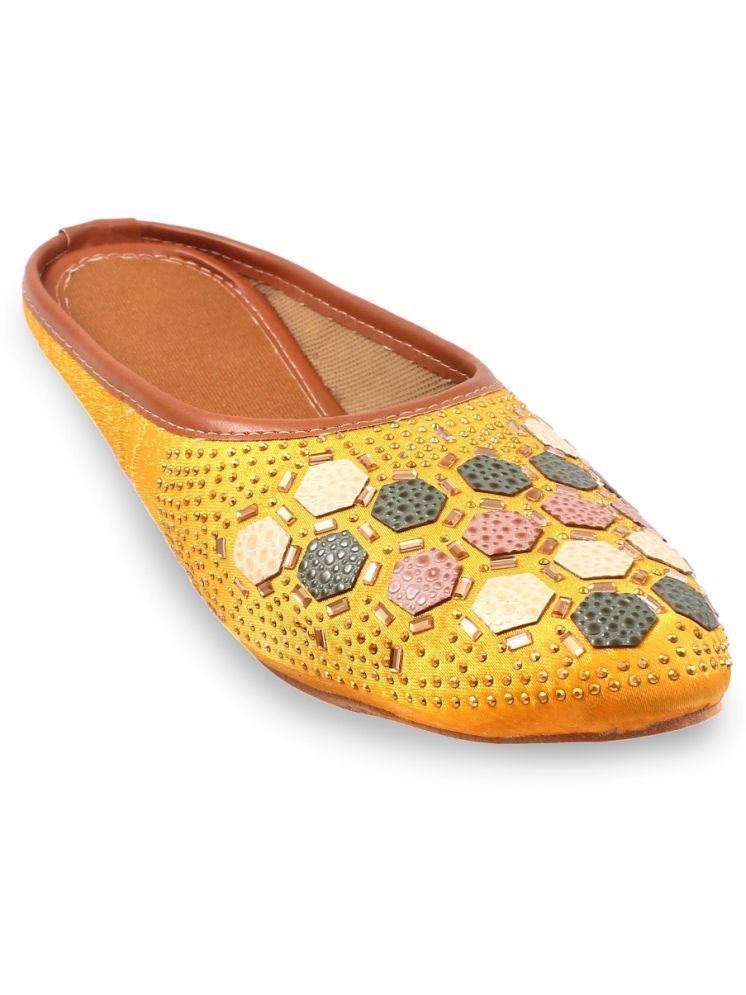     			Anjaneya Creations Yellow Women's Mules