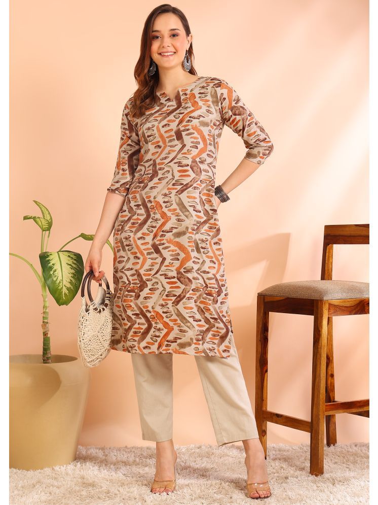     			DSK STUDIO Pack of 1 Viscose Printed Straight Women's Kurti - ( Brown )