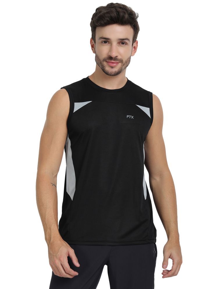     			FTX Polyester Regular Fit Colorblock Sleeveless Men's Round T-Shirt - Black ( Pack of 1 )