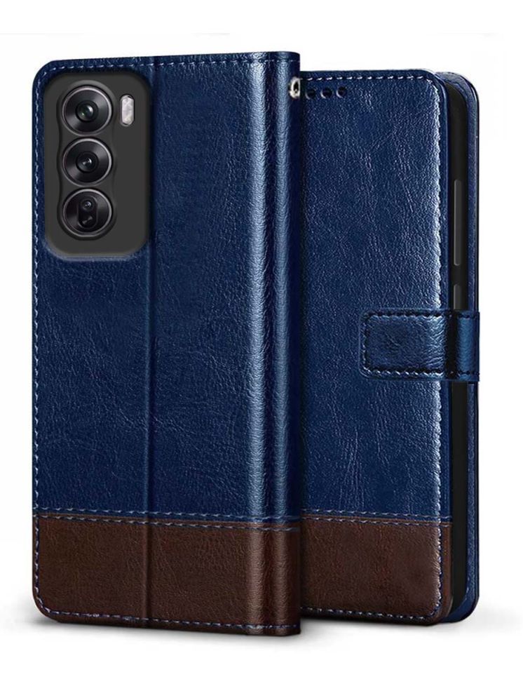     			Fashionury Blue Flip Cover Leather Compatible For Oppo Reno 12 Pro 5G ( Pack of 1 )