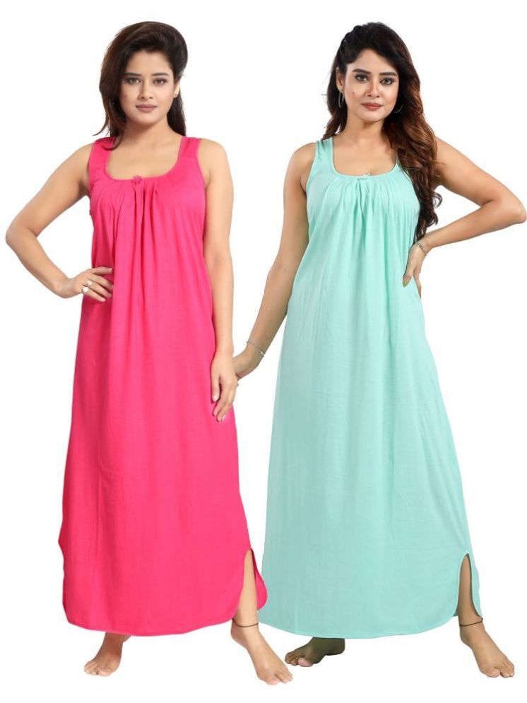     			INNER BEATS Multicolor Cotton Blend Women's Nightwear Nighty & Night Gowns ( Pack of 2 )