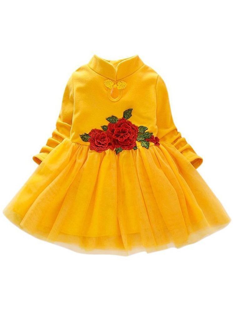     			Mullick the designer Yellow Net Baby Girl Dress ( Pack of 1 )