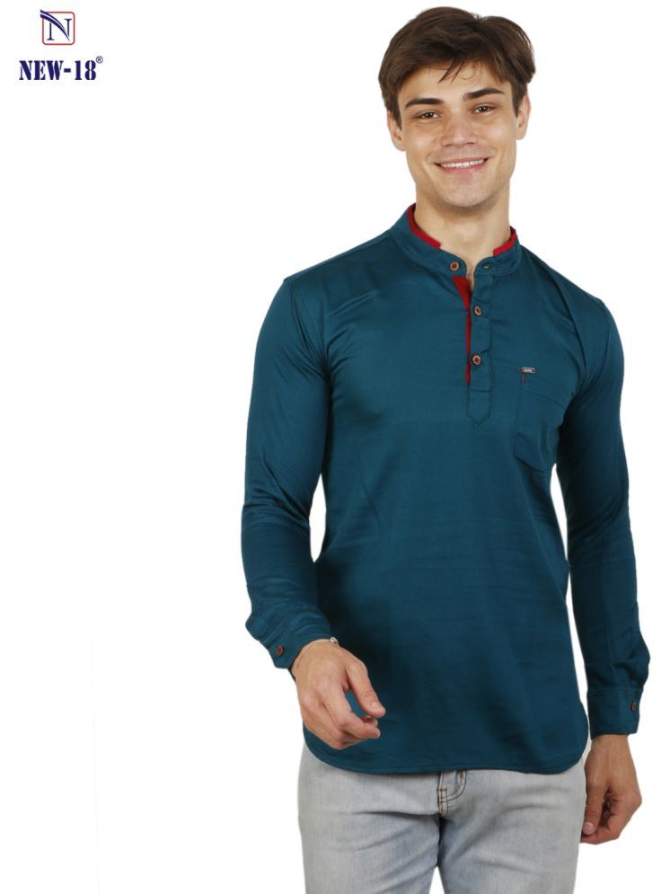     			NEW-18 Dark Green Linen Men's Shirt Style Kurta ( Pack of 1 )