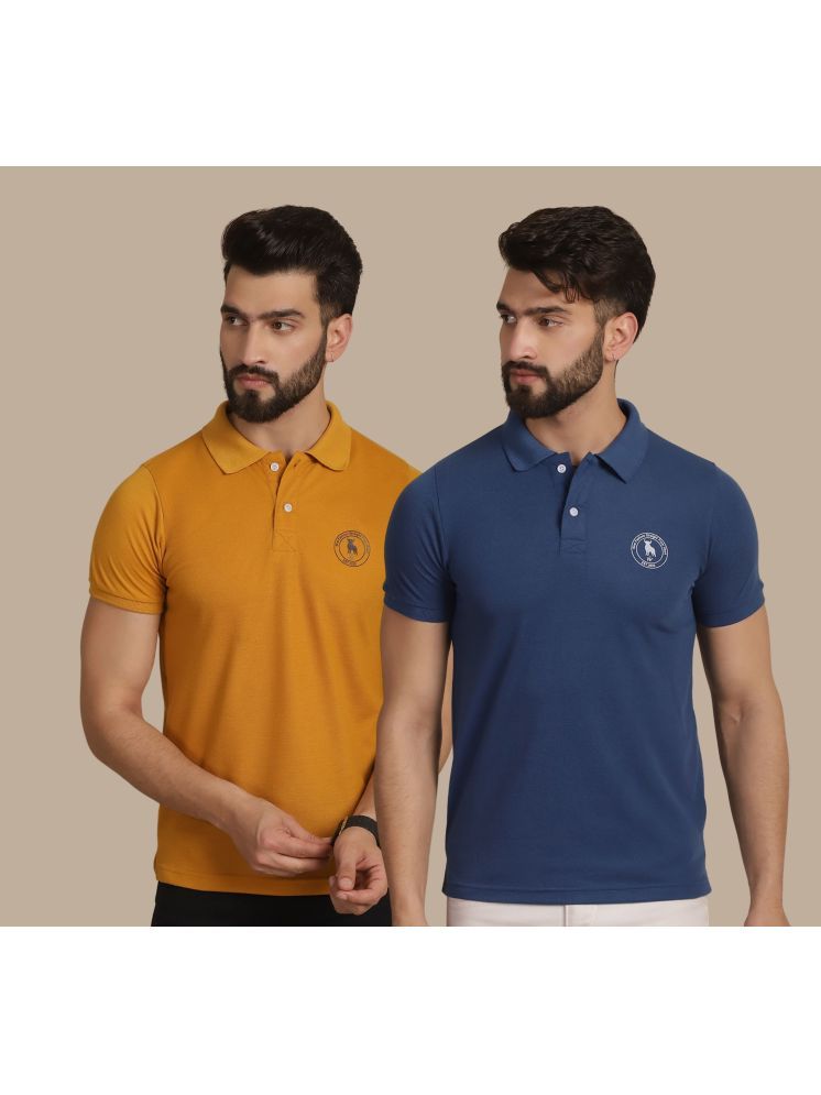     			NVI Blue Cotton Regular Fit Men's Sports Polo T-Shirt ( Pack of 2 )