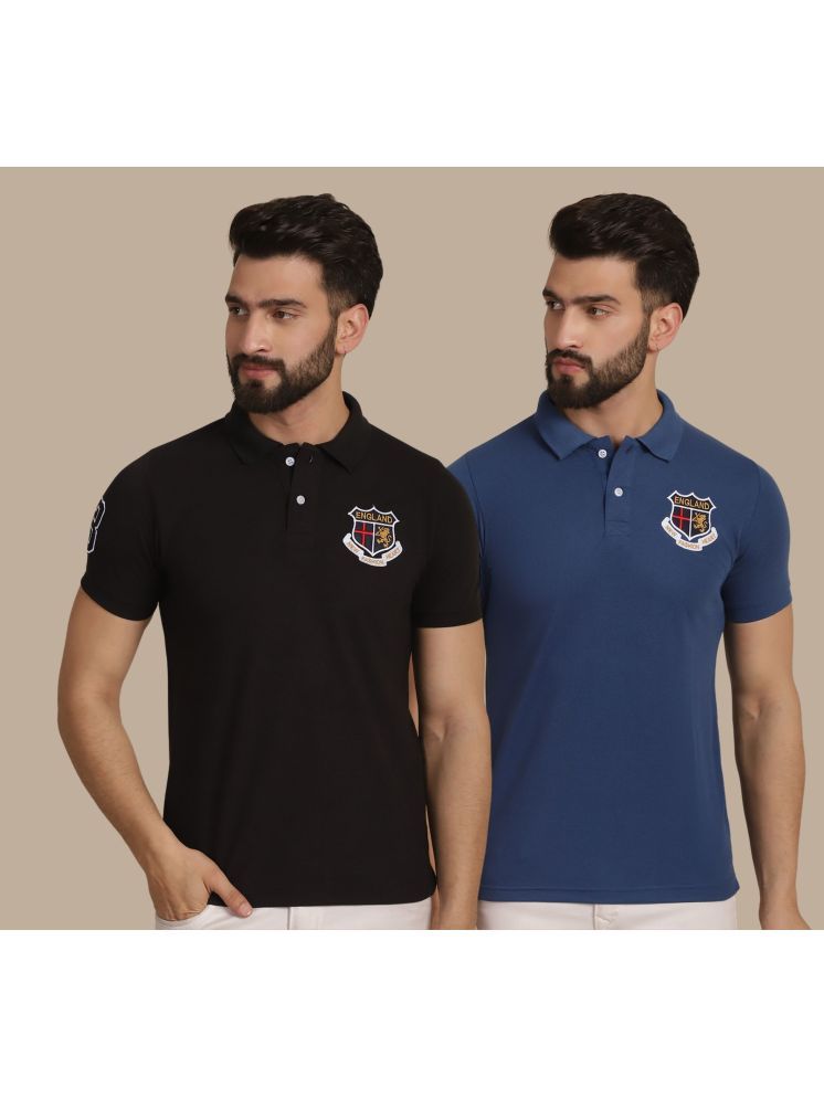     			NVI Blue Cotton Regular Fit Men's Sports Polo T-Shirt ( Pack of 2 )