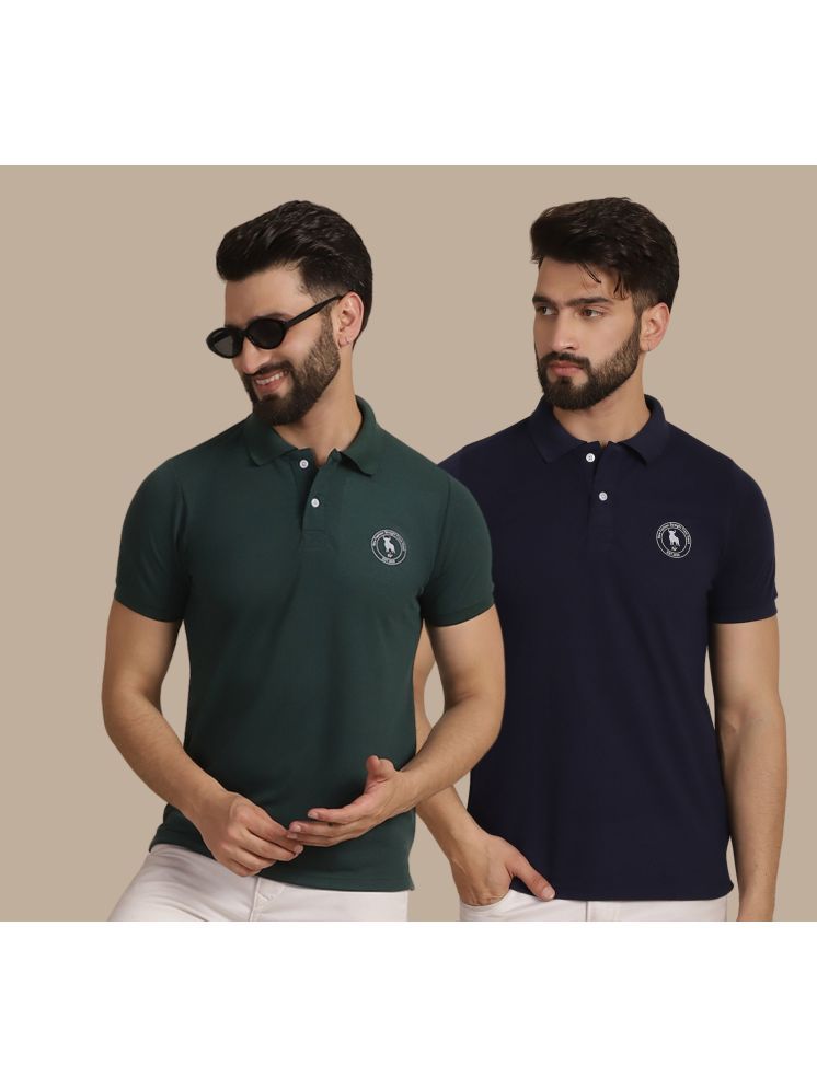     			NVI Green Cotton Regular Fit Men's Sports Polo T-Shirt ( Pack of 2 )