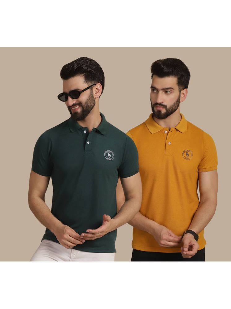     			NVI Green Cotton Regular Fit Men's Sports Polo T-Shirt ( Pack of 2 )