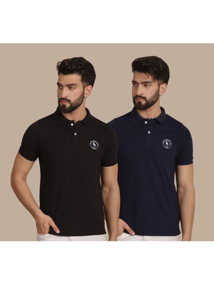     			NVI Navy Cotton Regular Fit Men's Sports Polo T-Shirt ( Pack of 2 )